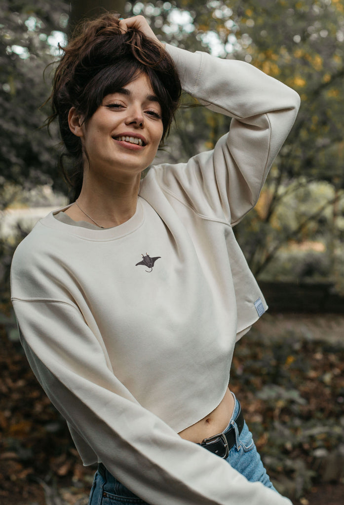 manta ray womens cropped sweatshirt Big Wild Thought