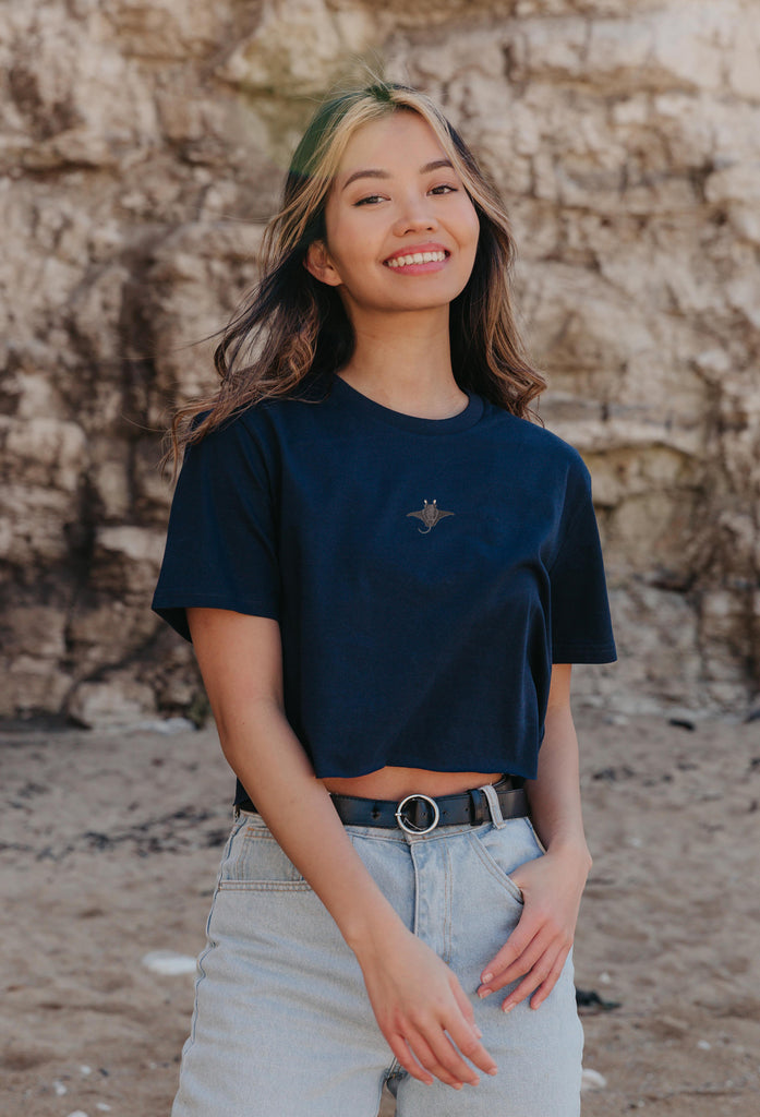 manta ray womens cropped t-shirt Big Wild Thought
