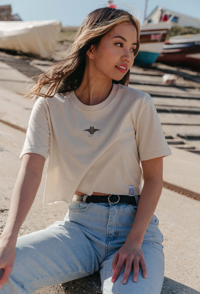 manta ray womens cropped t-shirt Big Wild Thought
