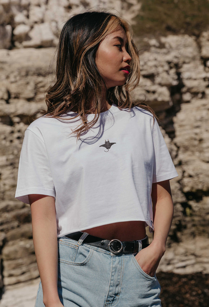 manta ray womens cropped t-shirt Big Wild Thought