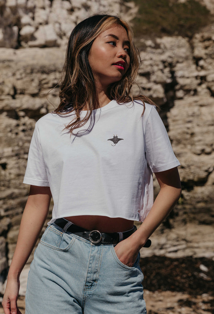 manta ray womens cropped t-shirt Big Wild Thought