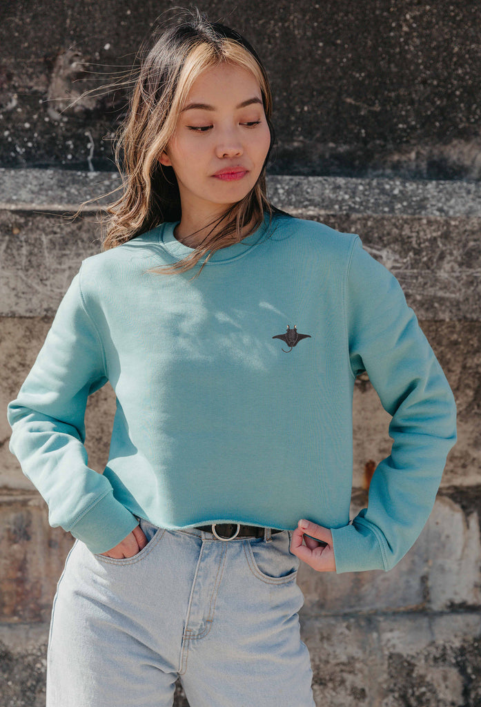 manta ray womens cropped sweatshirt Big Wild Thought