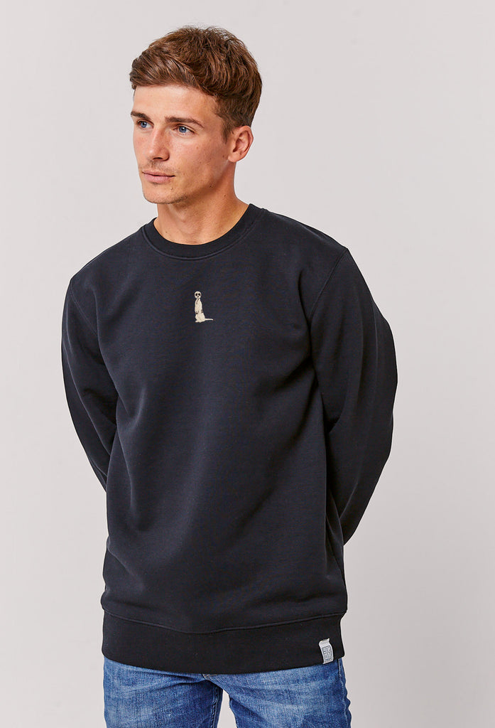 Meerkat Unisex Embroidered Organic Sustainable Sweatshirt Jumper Big Wild Thought