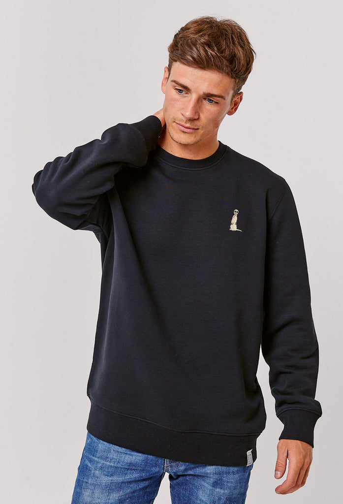 Meerkat Unisex Embroidered Organic Sustainable Sweatshirt Jumper Big Wild Thought