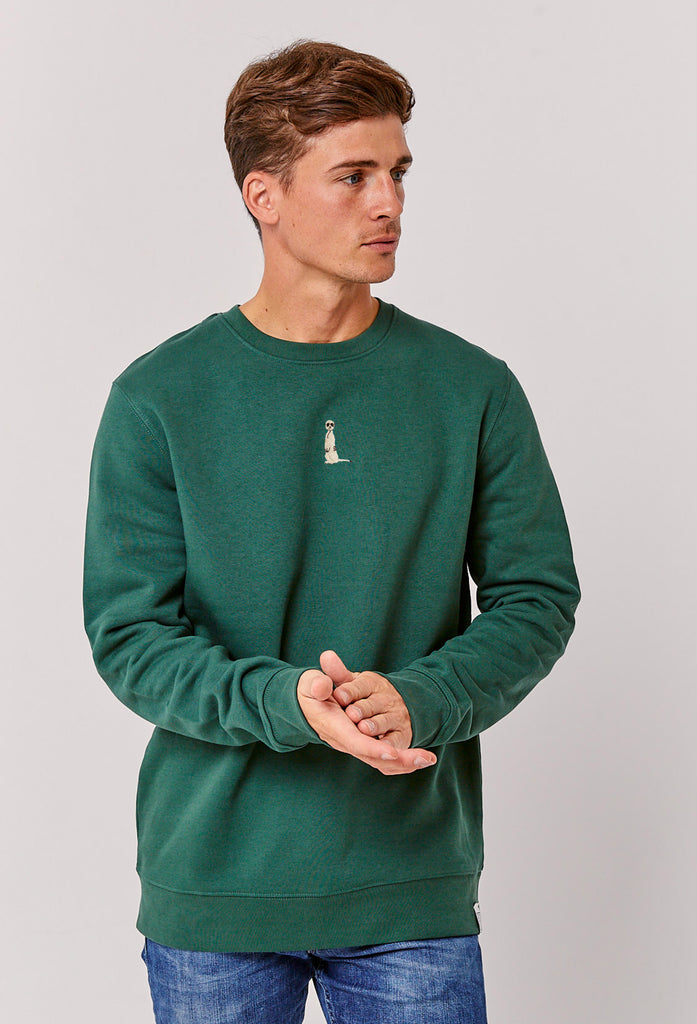 Meerkat Unisex Embroidered Organic Sustainable Sweatshirt Jumper Big Wild Thought