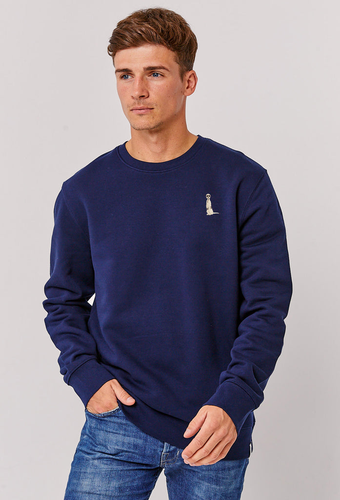Meerkat Unisex Embroidered Organic Sustainable Sweatshirt Jumper Big Wild Thought