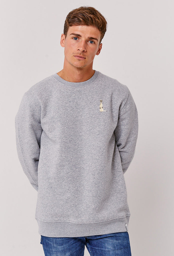 Meerkat Unisex Embroidered Organic Sustainable Sweatshirt Jumper Big Wild Thought