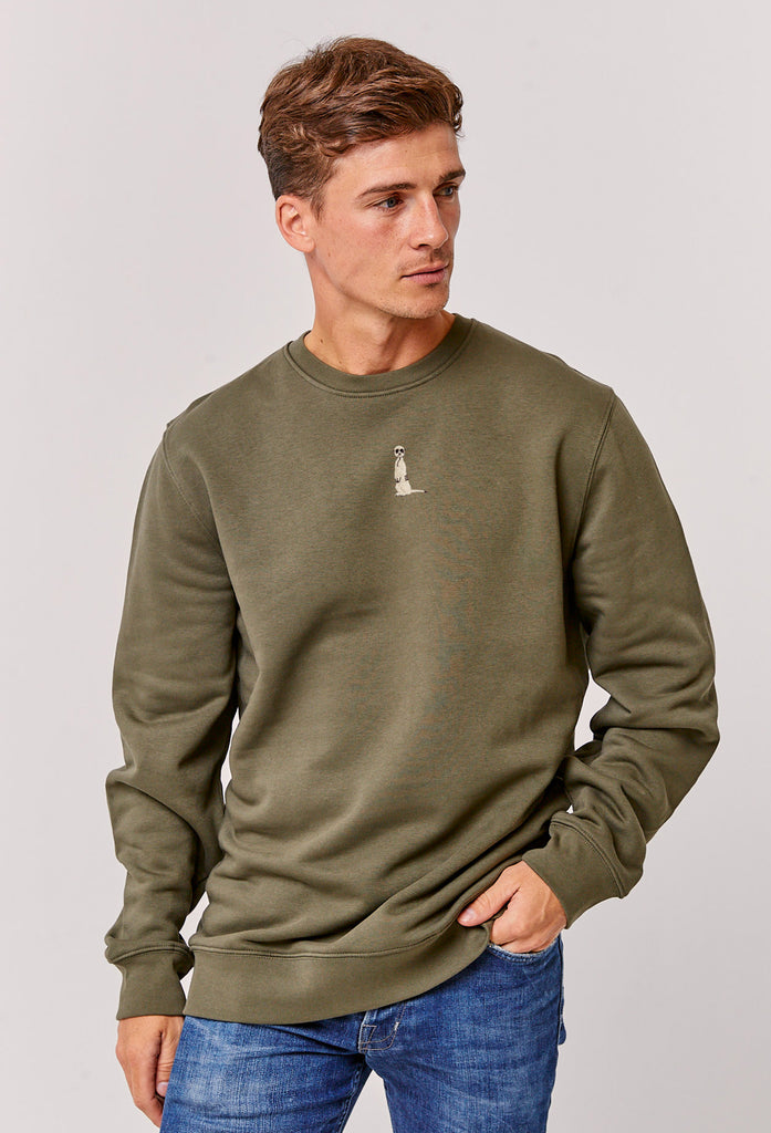 Meerkat Unisex Embroidered Organic Sustainable Sweatshirt Jumper Big Wild Thought