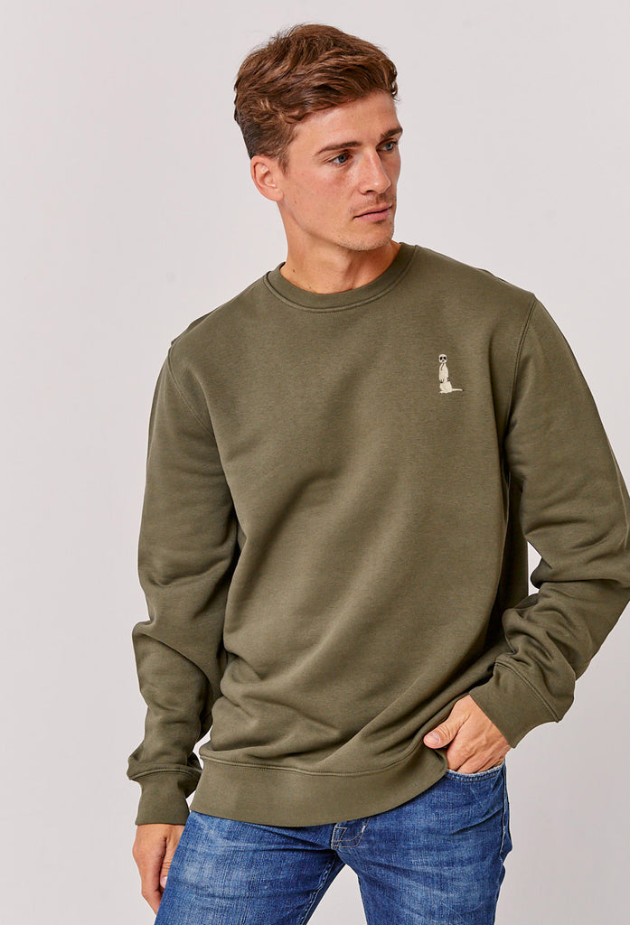 Meerkat Unisex Embroidered Organic Sustainable Sweatshirt Jumper Big Wild Thought