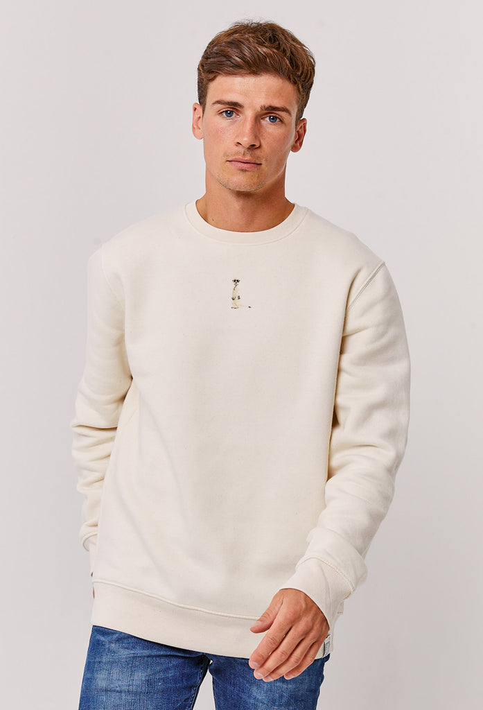 Meerkat Unisex Embroidered Organic Sustainable Sweatshirt Jumper Big Wild Thought