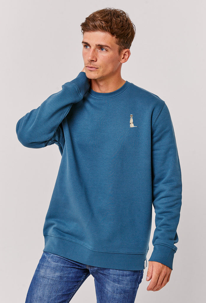 Meerkat Unisex Embroidered Organic Sustainable Sweatshirt Jumper Big Wild Thought