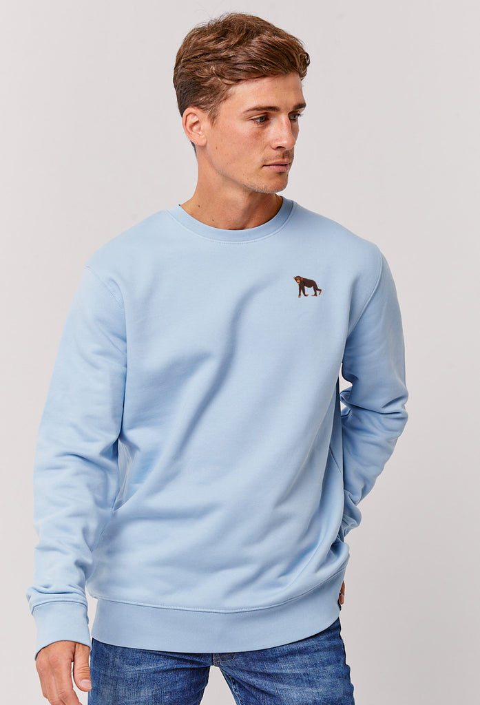 Chimpanzee Monkey Embroidered Organic Sustainable Sweatshirt Jumper Big Wild Thought