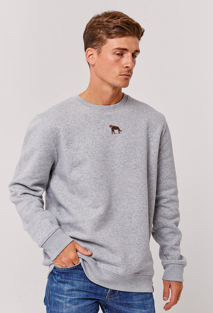 Chimpanzee Monkey Embroidered Organic Sustainable Sweatshirt Jumper Big Wild Thought