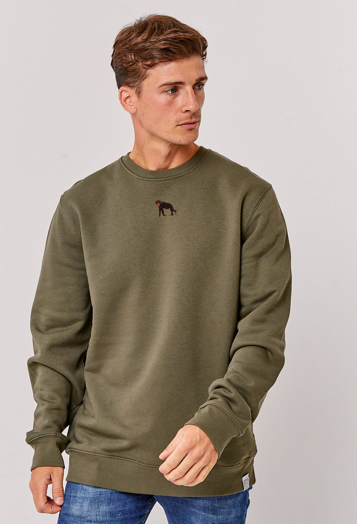 Chimpanzee Monkey Embroidered Organic Sustainable Sweatshirt Jumper Big Wild Thought
