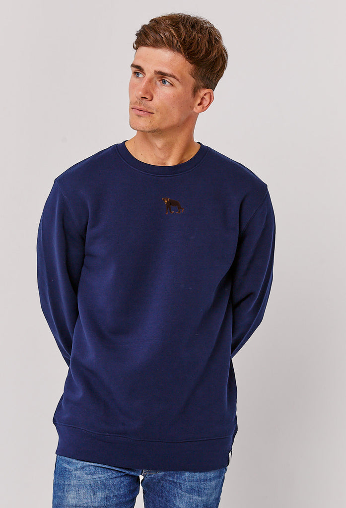 Chimpanzee Monkey Embroidered Organic Sustainable Sweatshirt Jumper Big Wild Thought