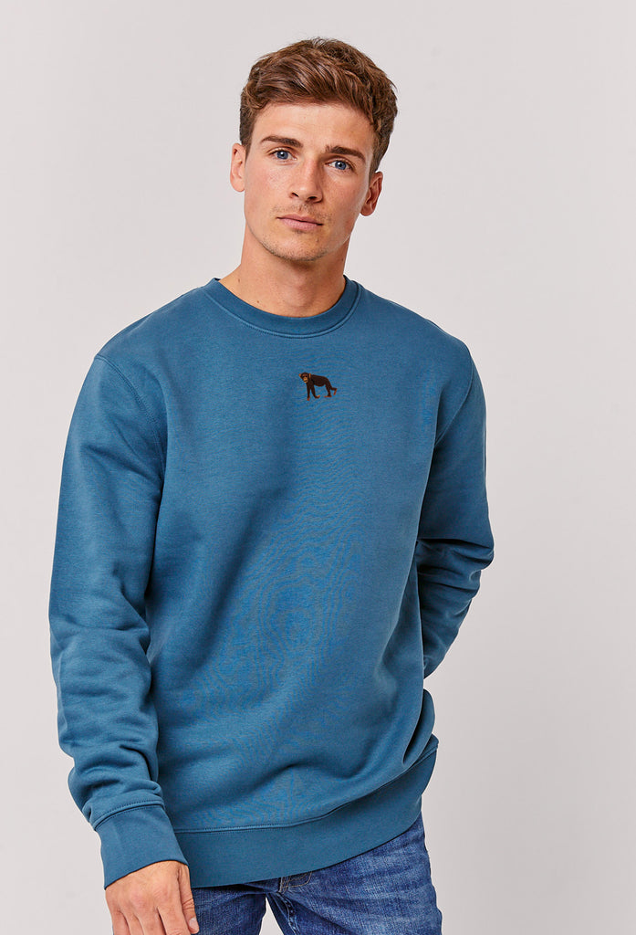 Chimpanzee Monkey Embroidered Organic Sustainable Sweatshirt Jumper Big Wild Thought