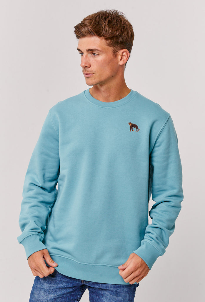 Chimpanzee Monkey Embroidered Organic Sustainable Sweatshirt Jumper Big Wild Thought