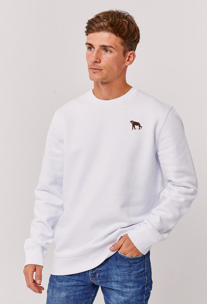 Chimpanzee Monkey Embroidered Organic Sustainable Sweatshirt Jumper Big Wild Thought