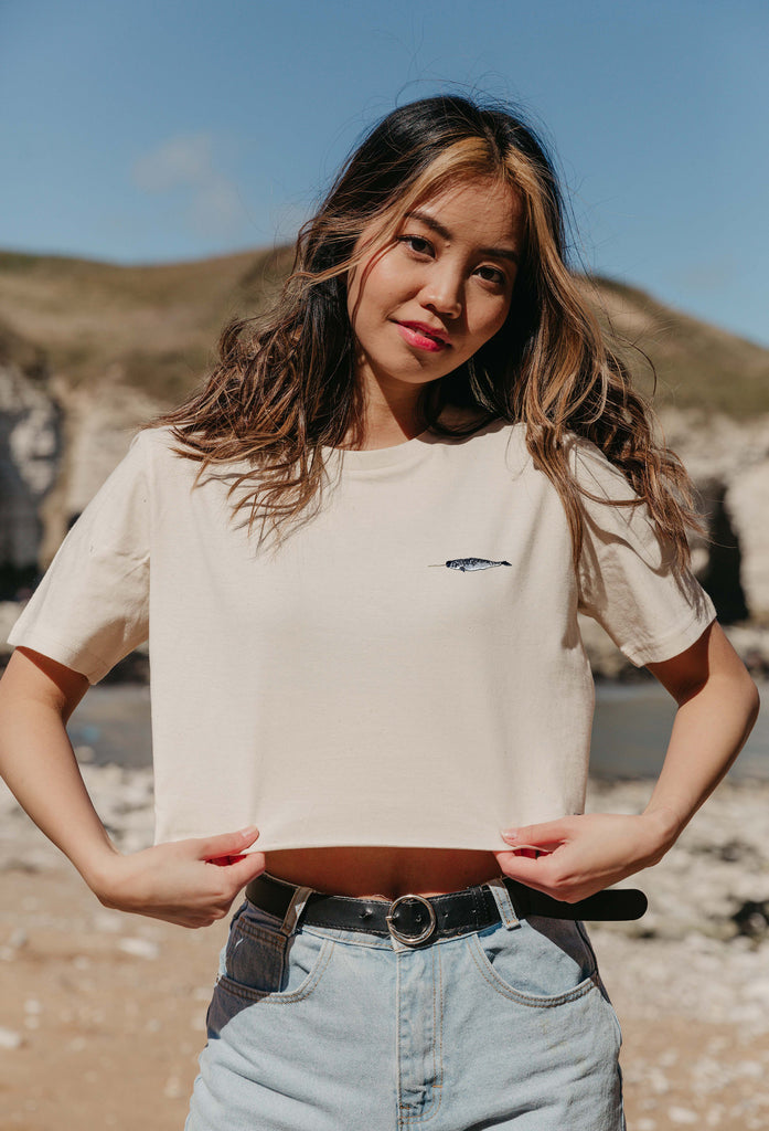 narwhal womens cropped t-shirt Big Wild Thought