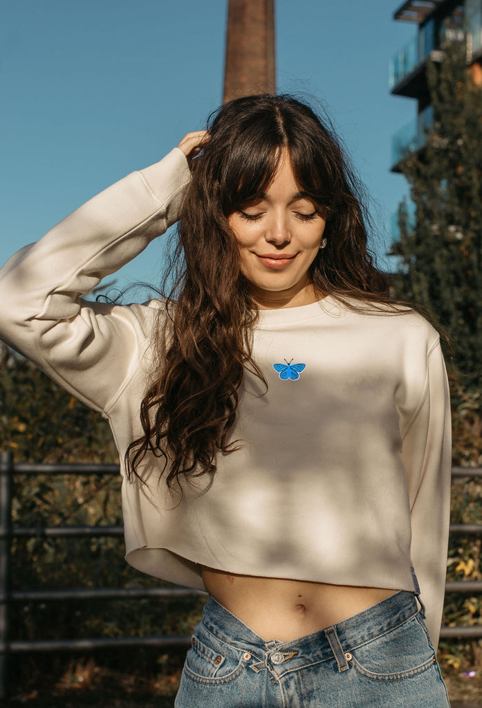 butterfly womens cropped sweatshirt Big Wild Thought