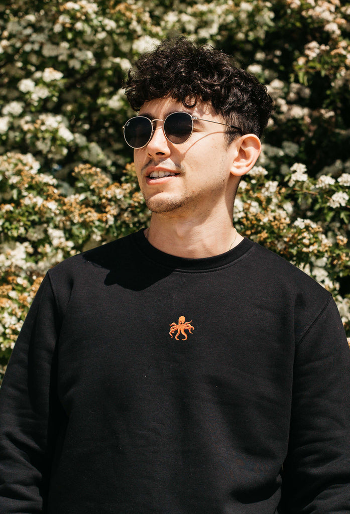 Octopus Unisex Embroidered Organic Sustainable Sweatshirt Jumper Big Wild Thought