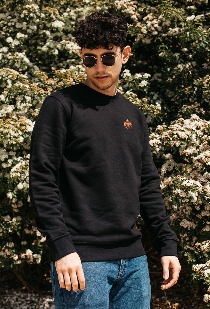Octopus Unisex Embroidered Organic Sustainable Sweatshirt Jumper Big Wild Thought
