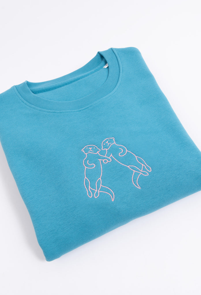 Family of Otters Unisex Embroidered Organic Sustainable Sweatshirt Jumper Big Wild Thought