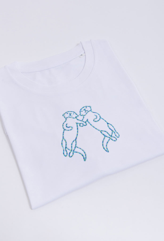 family of otters unisex cropped t-shirt Big Wild Thought