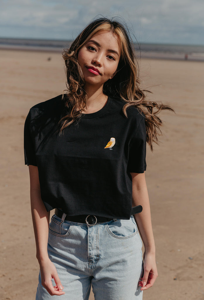 barn owl womens cropped t-shirt Big Wild Thought