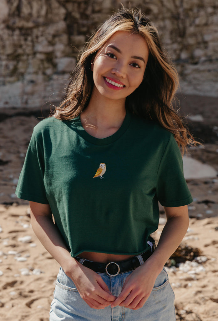 barn owl womens cropped t-shirt Big Wild Thought