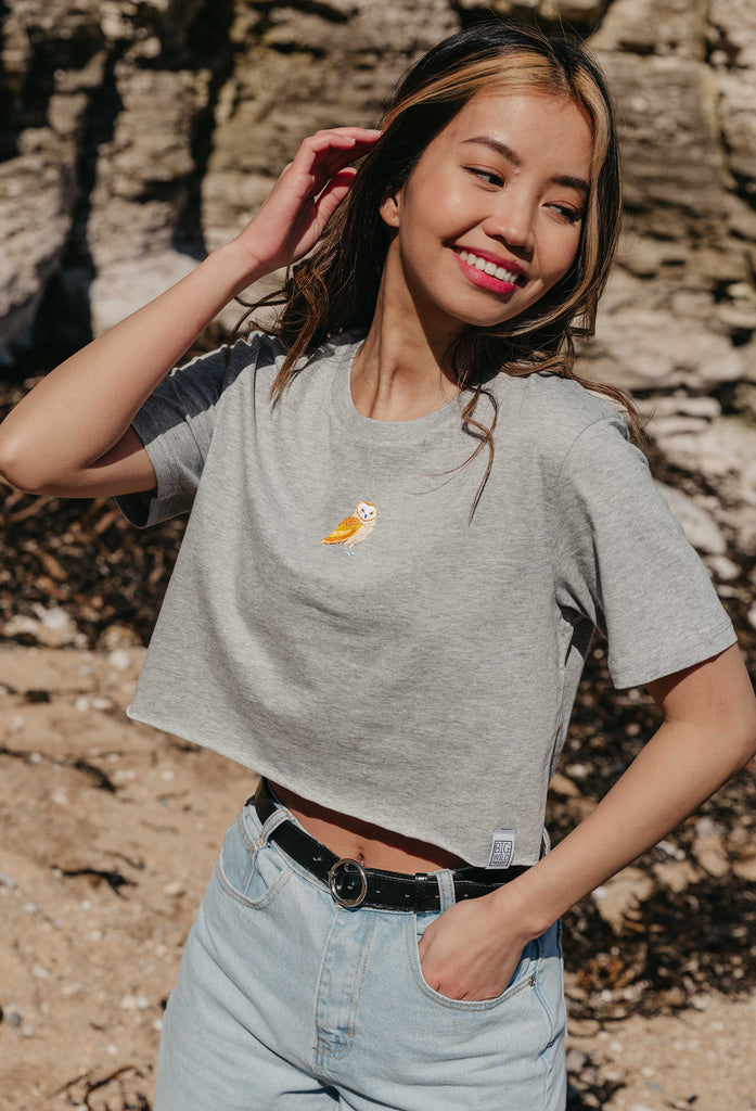 barn owl womens cropped t-shirt Big Wild Thought