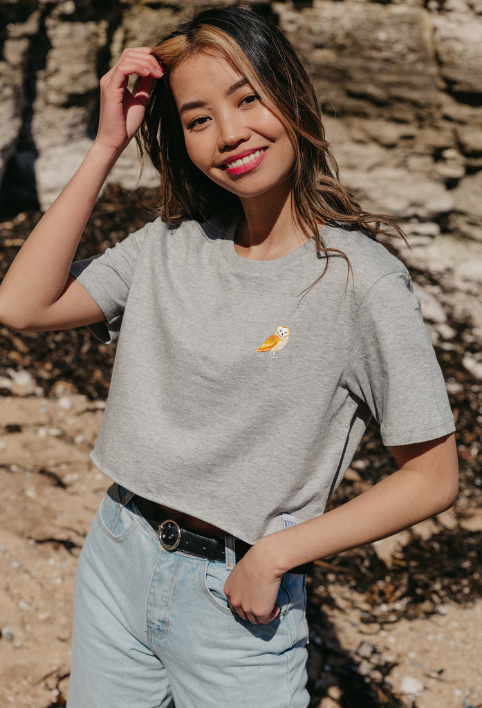barn owl womens cropped t-shirt Big Wild Thought