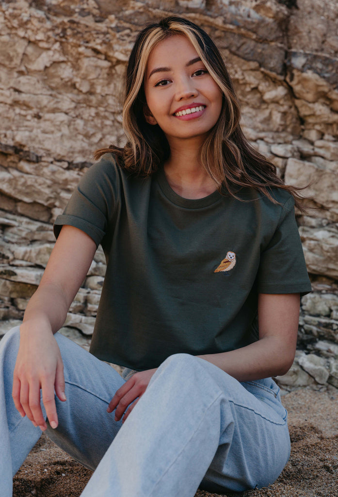 barn owl womens cropped t-shirt Big Wild Thought