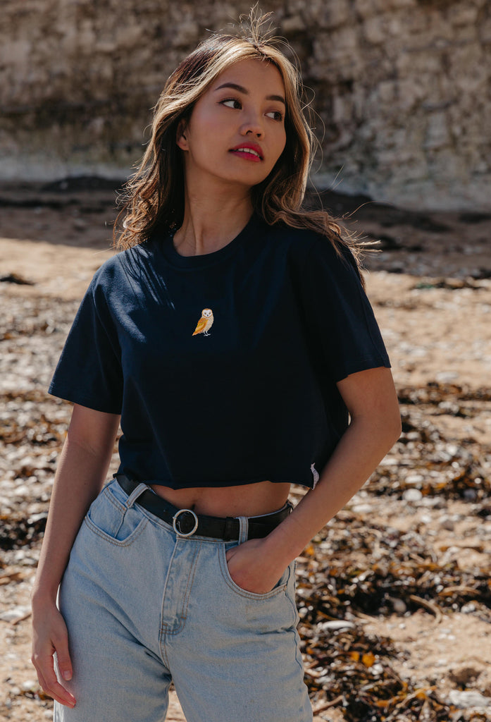 barn owl womens cropped t-shirt Big Wild Thought