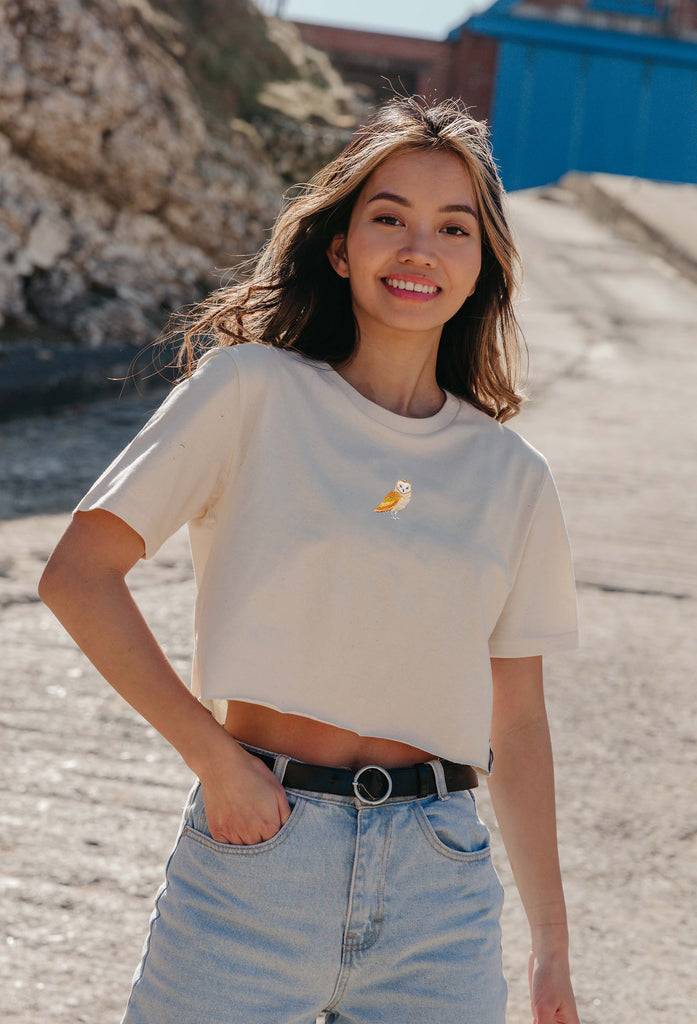 barn owl womens cropped t-shirt Big Wild Thought