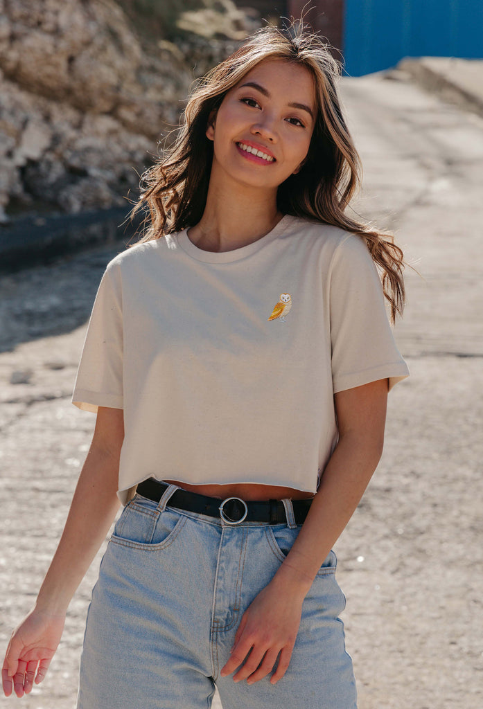 barn owl womens cropped t-shirt Big Wild Thought