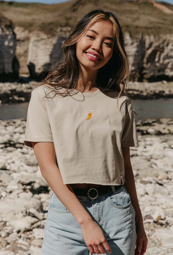 barn owl womens cropped t-shirt Big Wild Thought