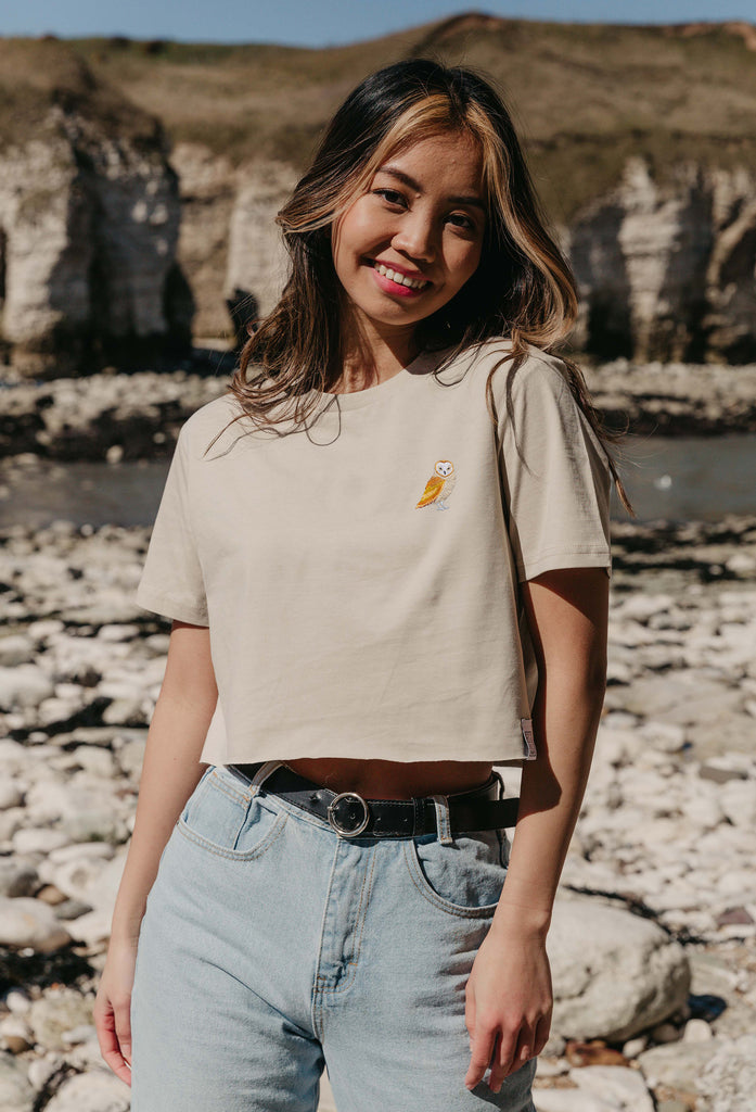 barn owl womens cropped t-shirt Big Wild Thought
