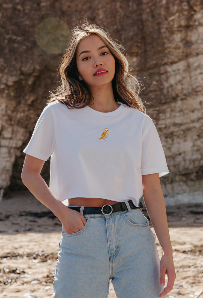 barn owl womens cropped t-shirt Big Wild Thought