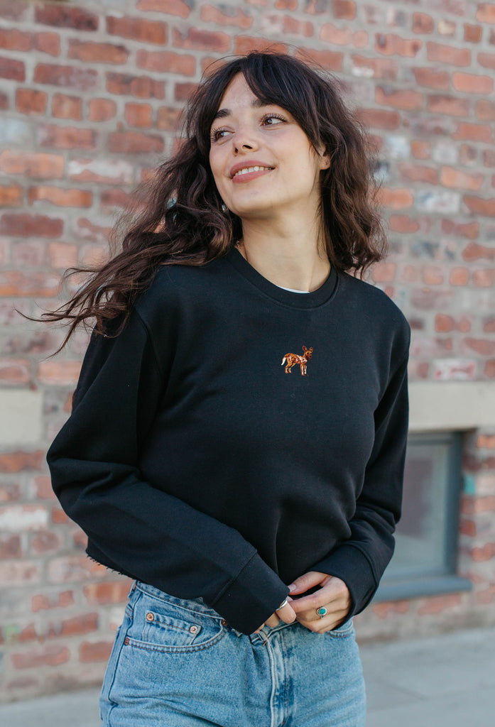 painted dog womens cropped sweatshirt Big Wild Thought