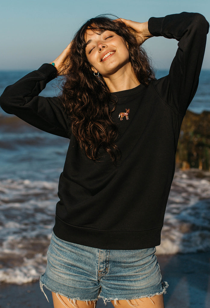 painted dog womens sweatshirt Big Wild Thought