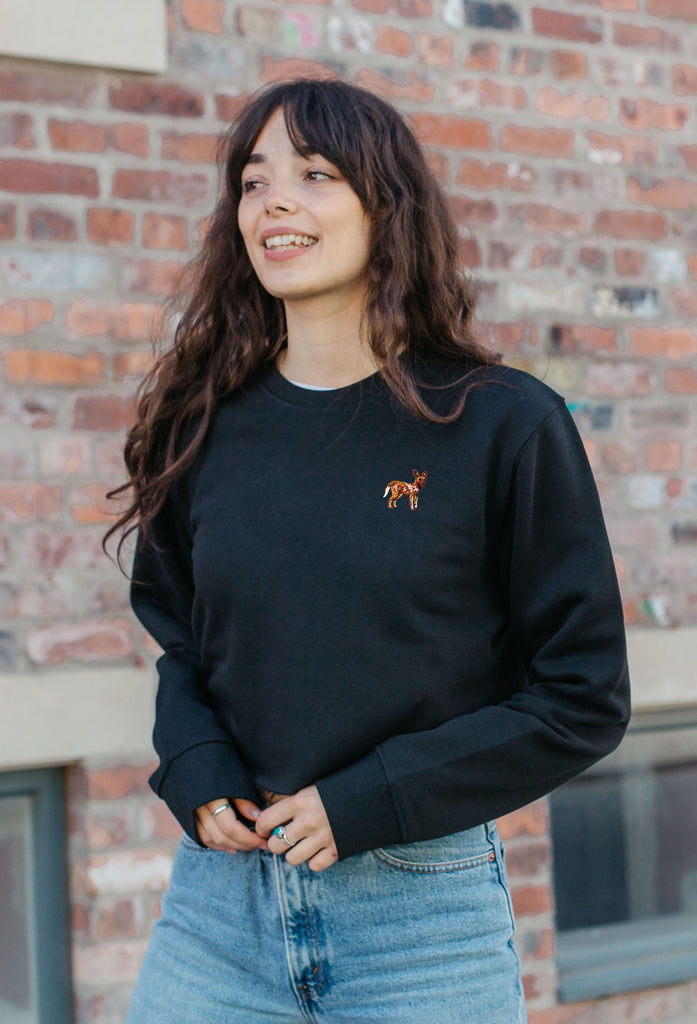 painted dog womens cropped sweatshirt Big Wild Thought