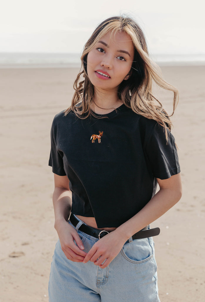 painted dog womens cropped t-shirt Big Wild Thought