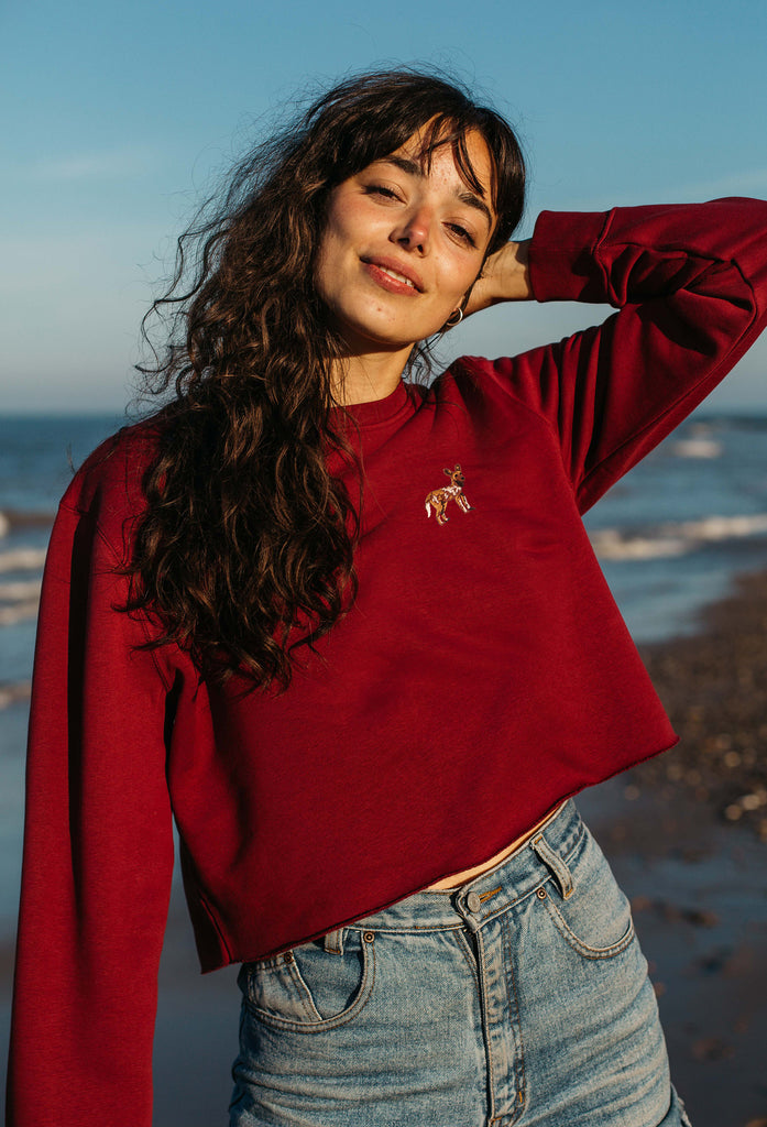 painted dog womens cropped sweatshirt Big Wild Thought