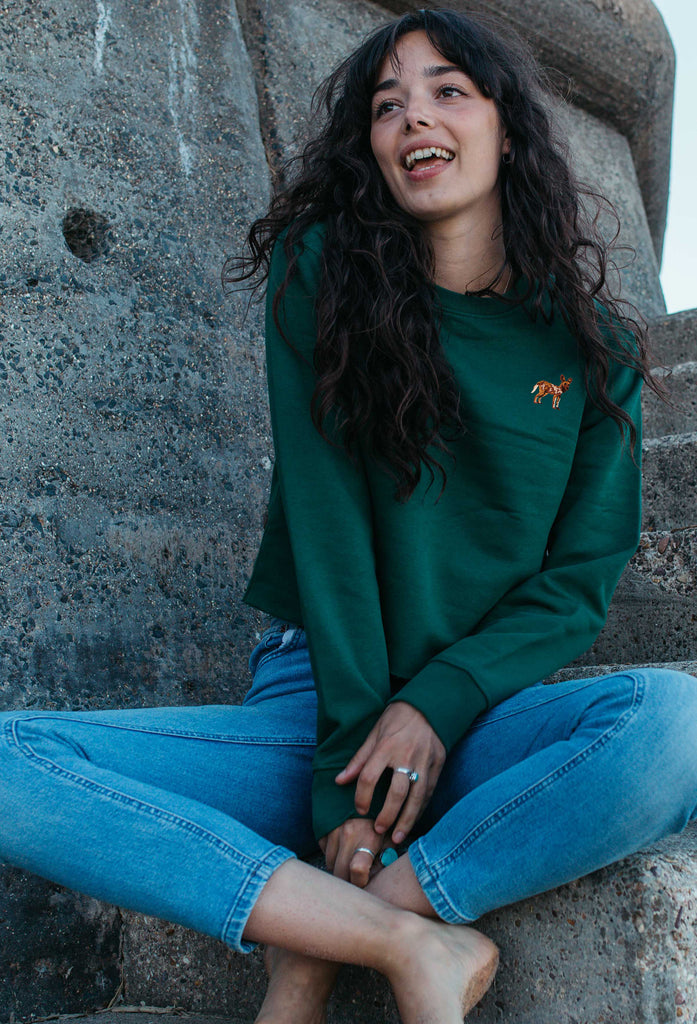 painted dog womens cropped sweatshirt Big Wild Thought