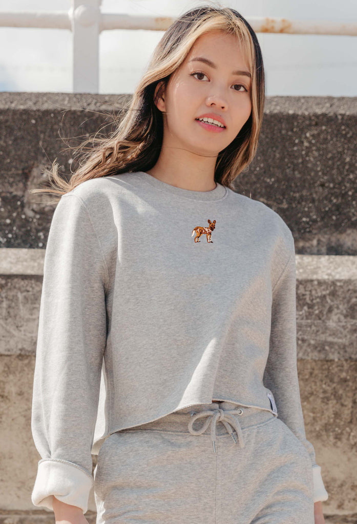 painted dog womens cropped sweatshirt Big Wild Thought