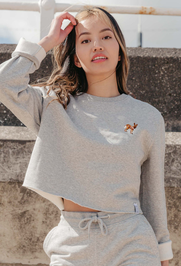 painted dog womens cropped sweatshirt Big Wild Thought