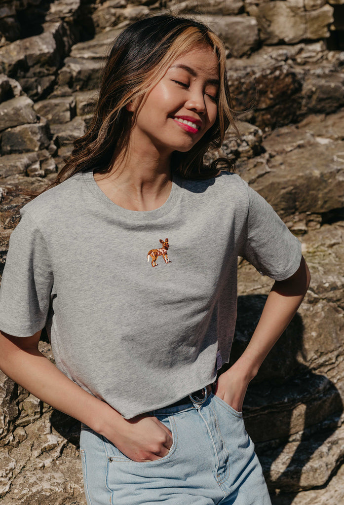 painted dog womens cropped t-shirt Big Wild Thought