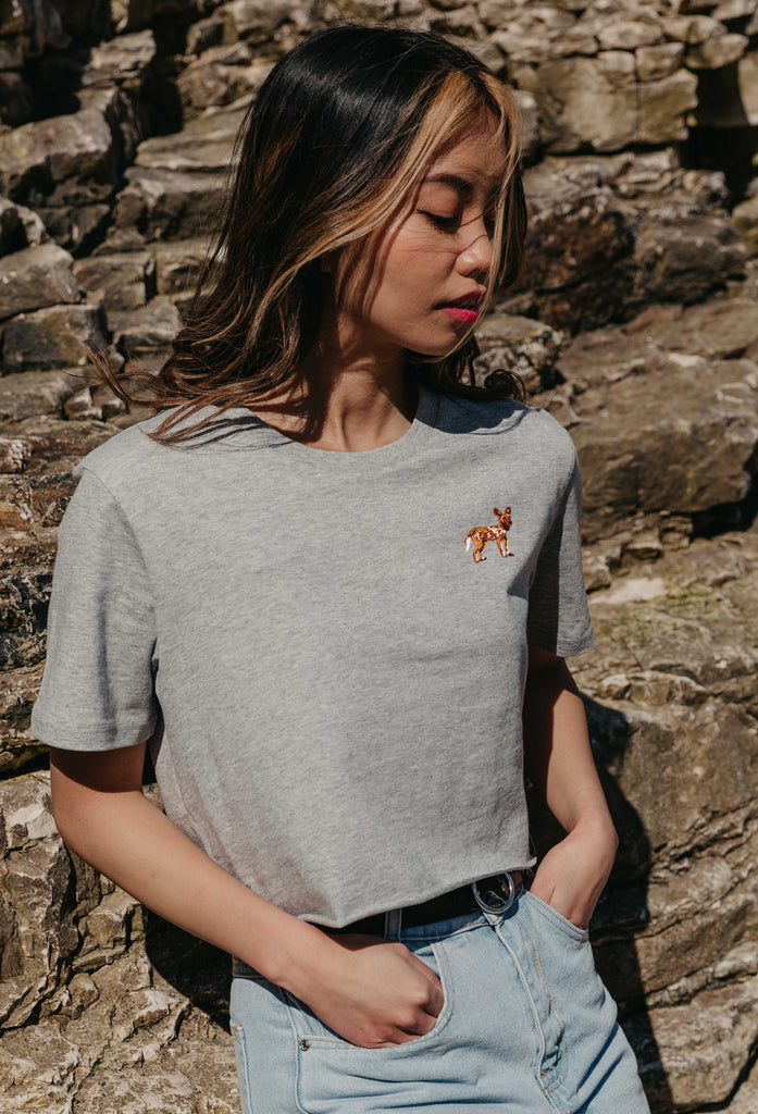 painted dog womens cropped t-shirt Big Wild Thought