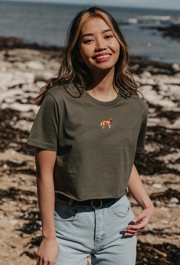 painted dog womens cropped t-shirt Big Wild Thought